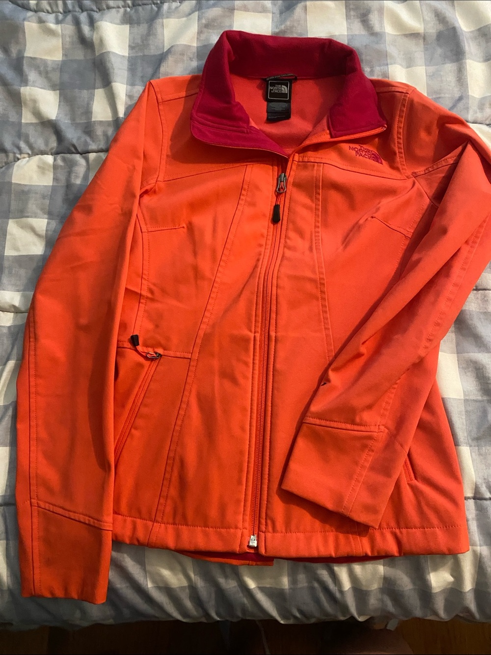 The North Face Women's Bright Orange Utility Jacket with Pink Collar